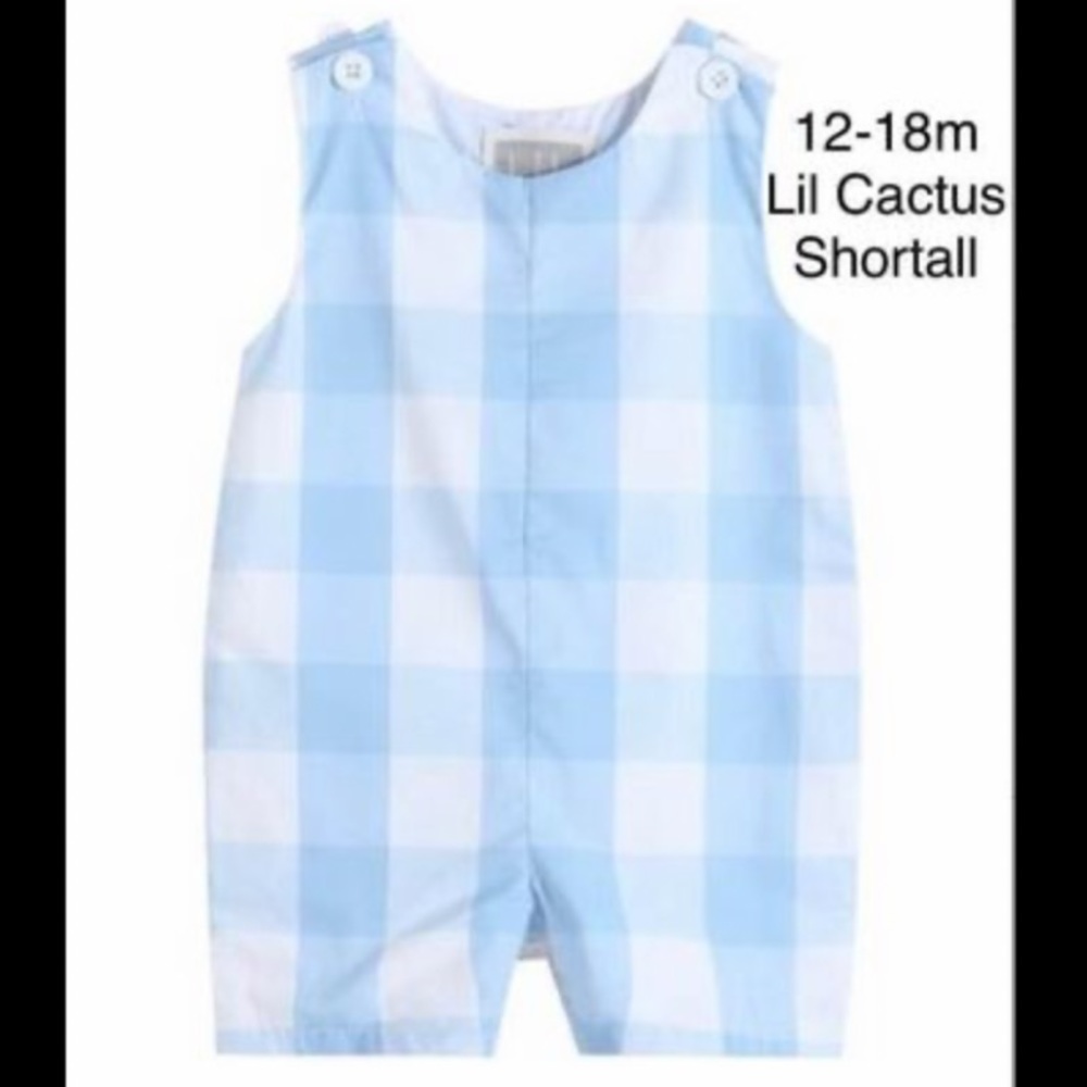 NWT lil cactus gingham plaid shortalls outfit